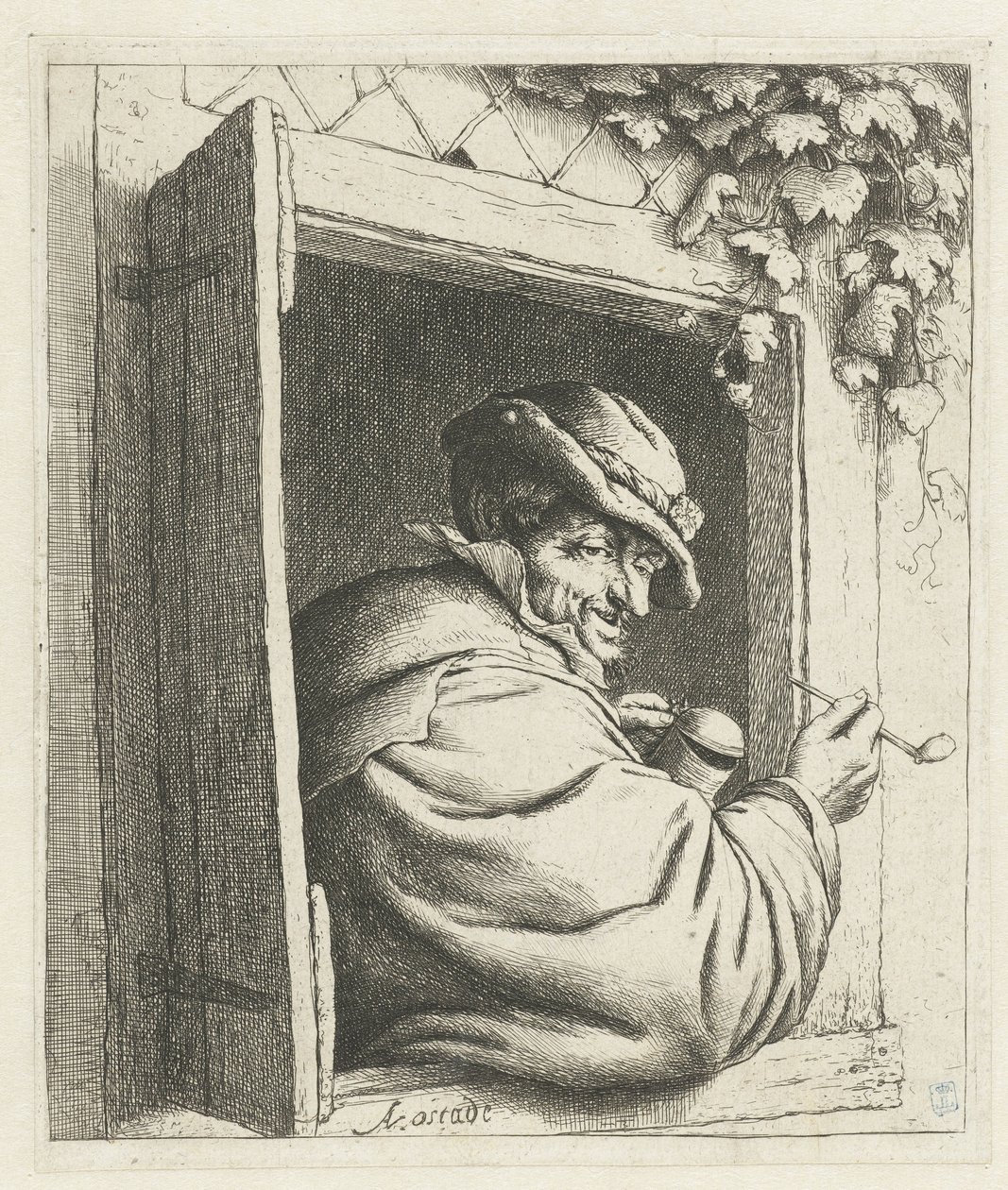 Paysage avec un homme et son chien - Adriaen van Ostade