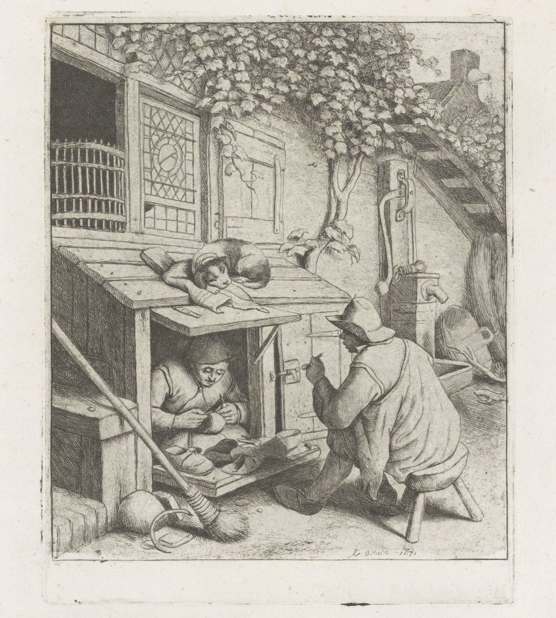 Cordonnier dans un atelier devant sa maison - Adriaen van Ostade