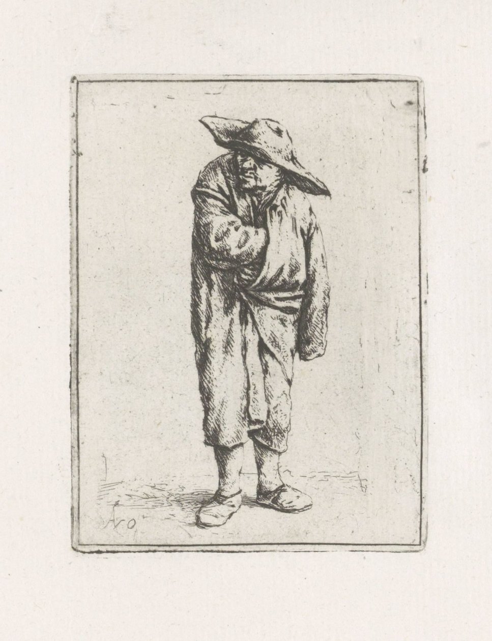 Paysans debout avec la main dans son manteau - Adriaen van Ostade