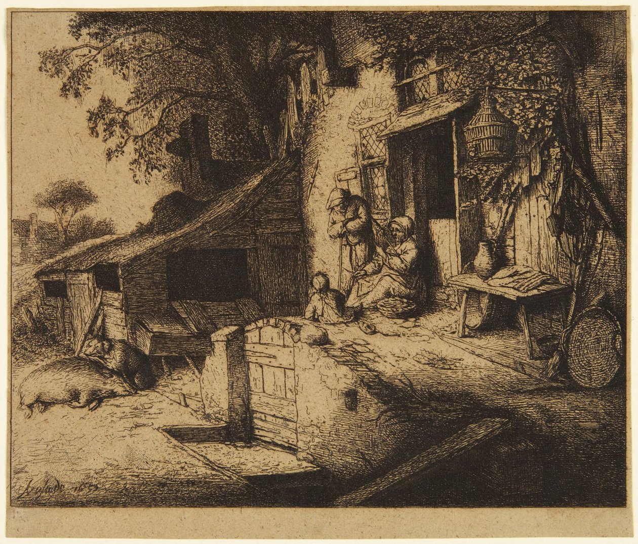 La femme qui file - Adriaen van Ostade
