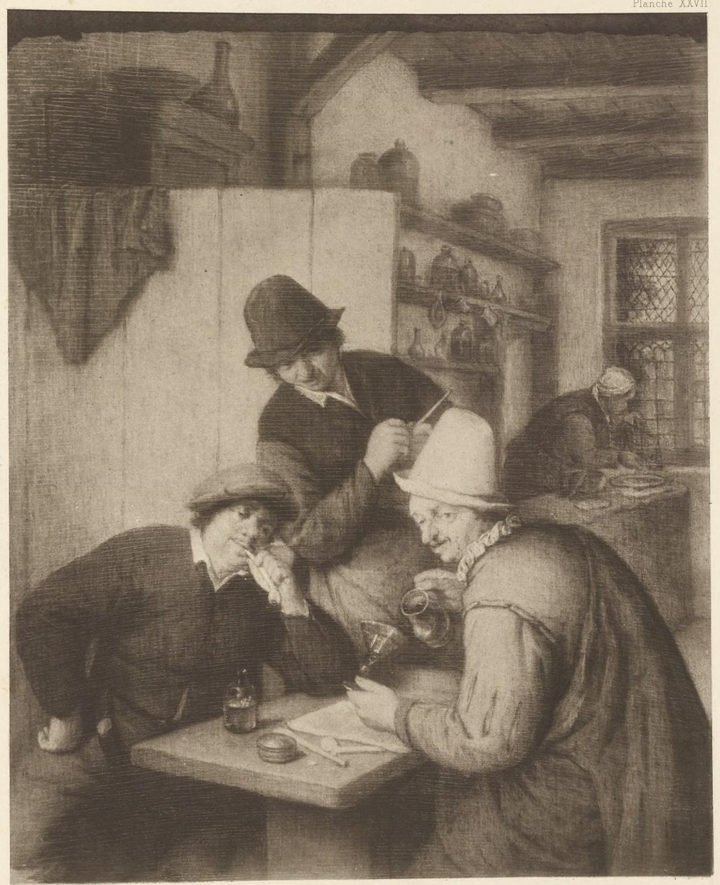 Trois paysans et une femme à table - Adriaen van Ostade