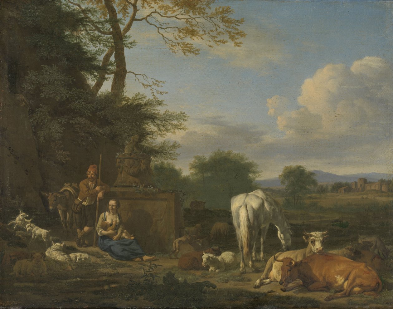 Paysage arcadien avec bergers et animaux au repos, 1664 - Adriaen van de Velde