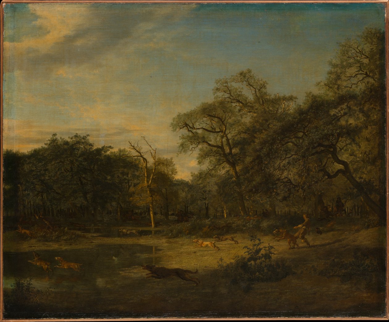 Chasse au cerf dans un paysage forestier marécageux - Adriaen van de Velde