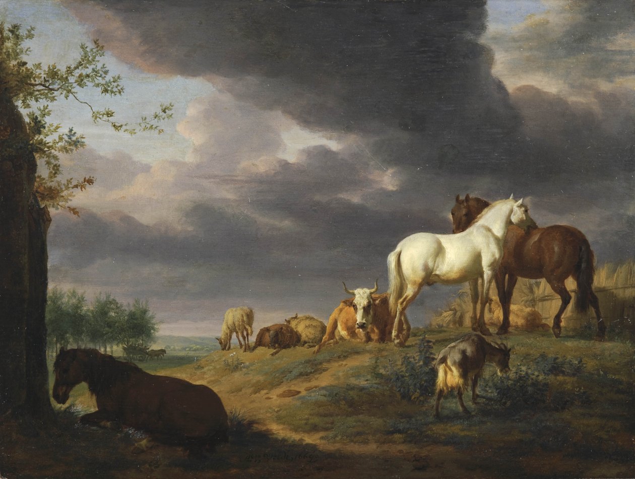 Néerlandais : Paysage avec des chevaux et d