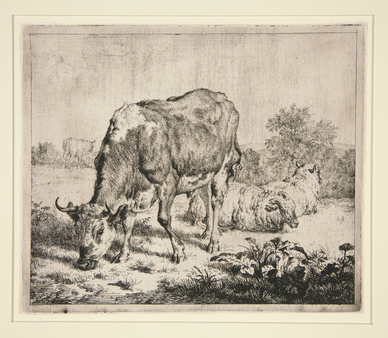 Le Bœuf Pie et les trois moutons - Adriaen van de Velde