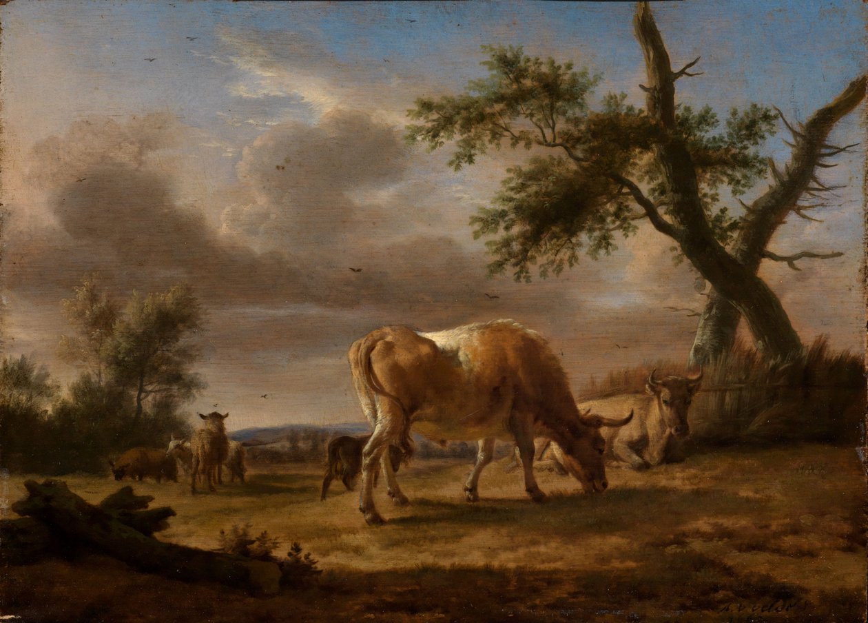 Bovins et moutons au pâturage - Adriaen van de Velde