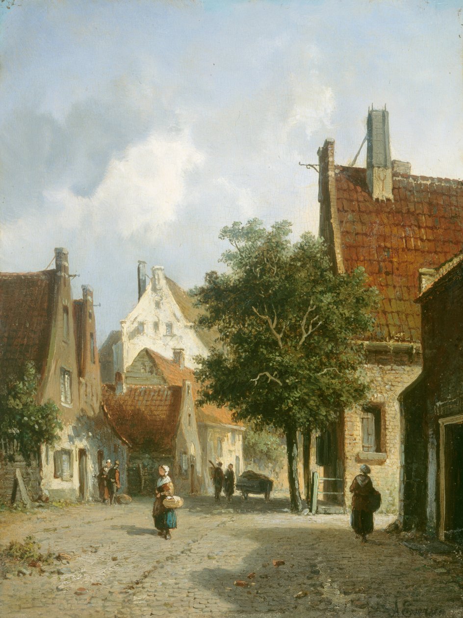 Scène de rue à Amsterdam (huile sur bois) - Adrianus Eversen