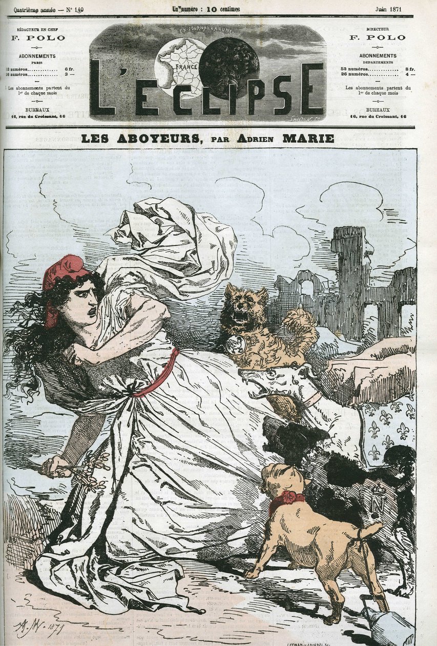 La République poursuivie par des chiens royalistes ou bonapartistes. Couverture de « L