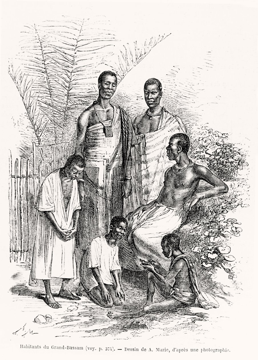 Habitants de Grand-Bassam, illustration du Tour du Monde, 1868 - Adrien Emmanuel Marie