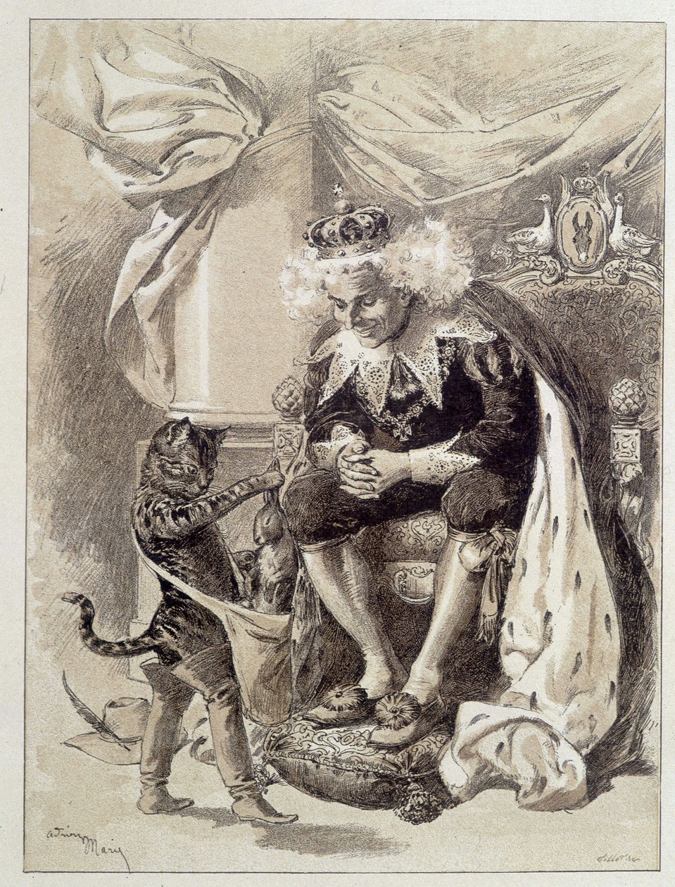 Le Chat Botté - dans «Les Contes de Fées» de Charles Perrault, illustrations par Adrien Marie - Adrien Emmanuel Marie