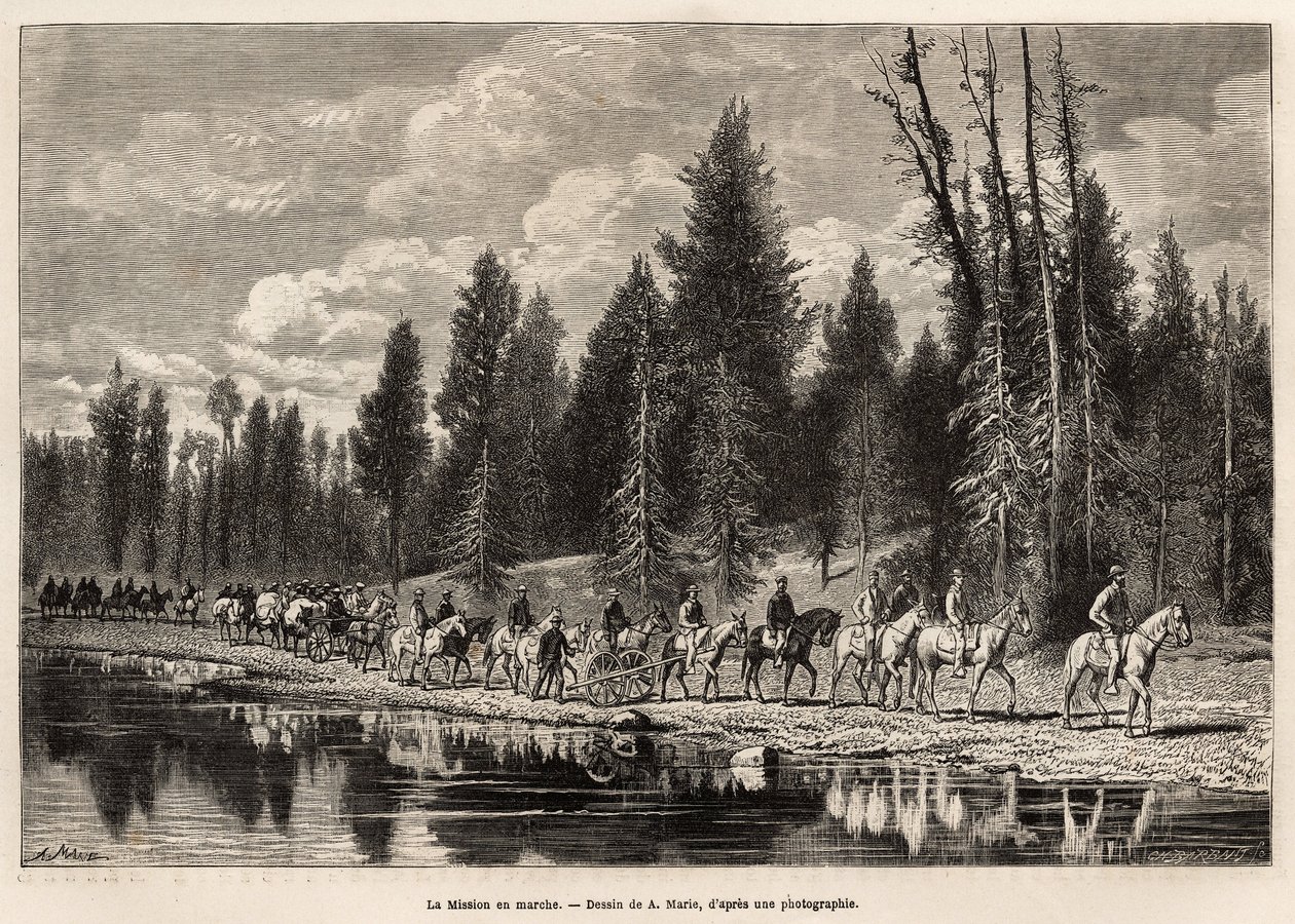Toute la mission géographique, en route vers le mont Hayden, le long de la rivière Henri, gravé d