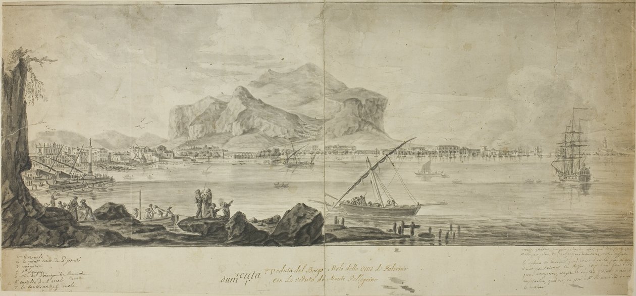 Vue de la ville et du port de Palerme avec vue sur le Monte Pellegrino - Adrien Manglard