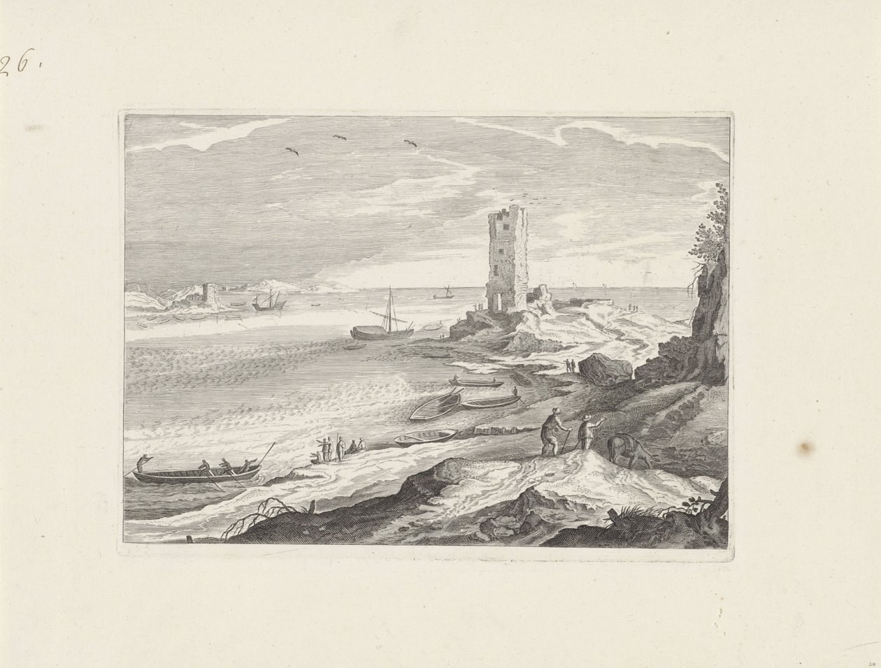 Paysage marin avec la ruine d