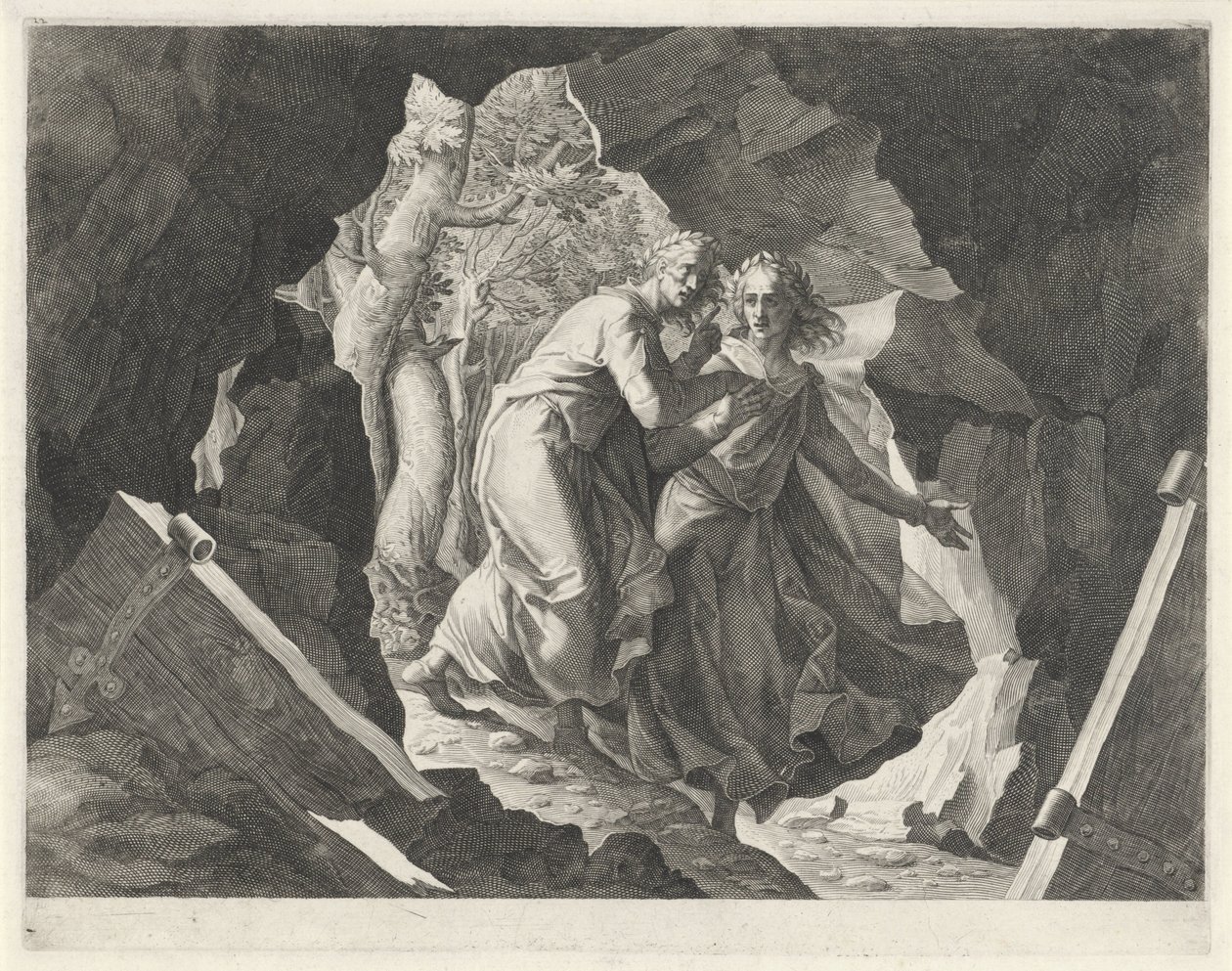 Dante et Virgile entrant en enfer par une porte - Egidius  Sadeler (II)