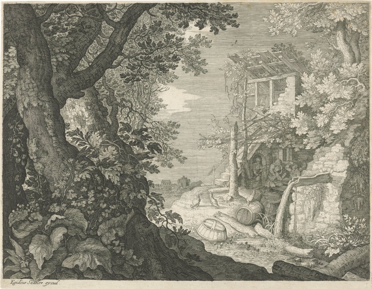Hommes buvant dans une auberge - Egidius  Sadeler (II)