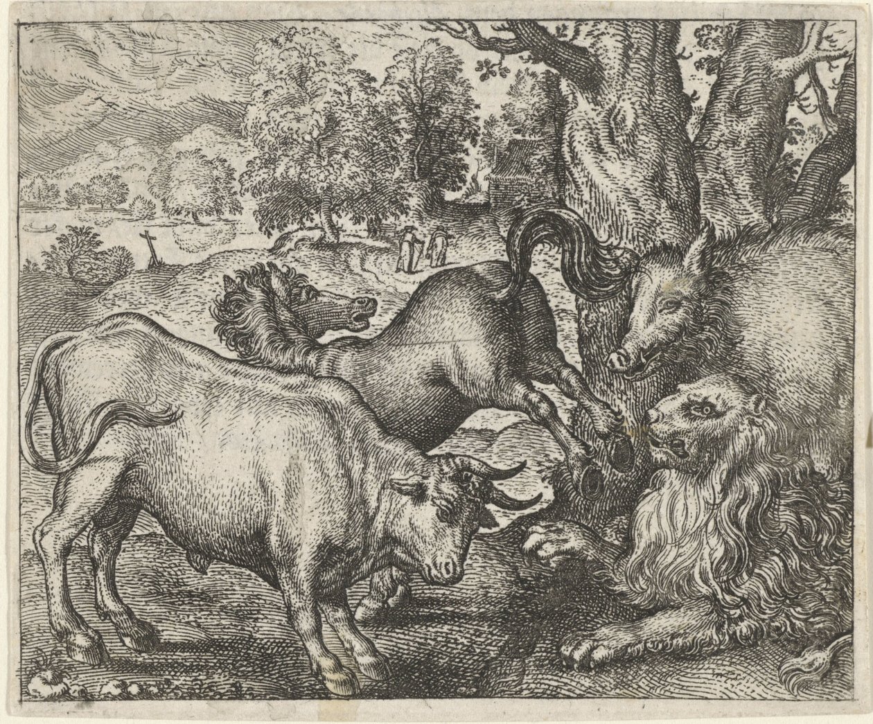 Fable du vieux lion - Egidius  Sadeler (II)