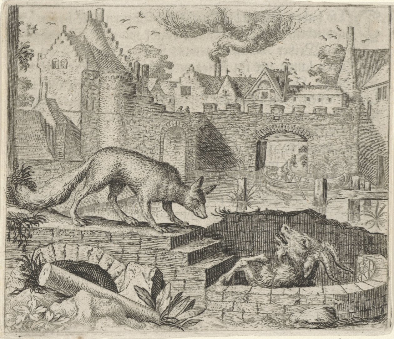 Fable du renard et de la chèvre - Egidius  Sadeler (II)