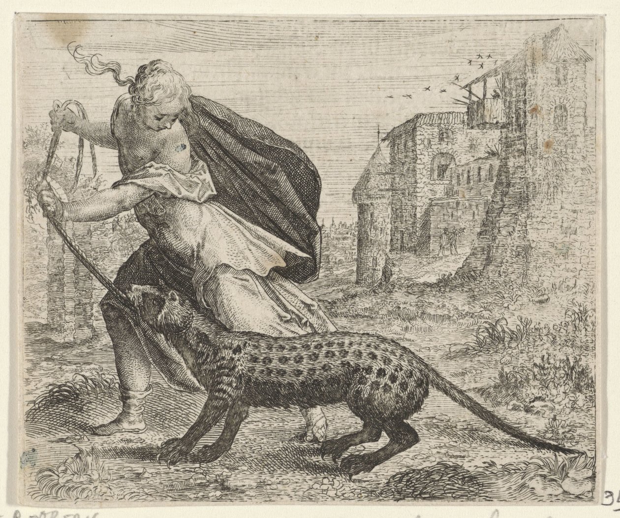 Fable de la femme avec une civette - Egidius  Sadeler (II)
