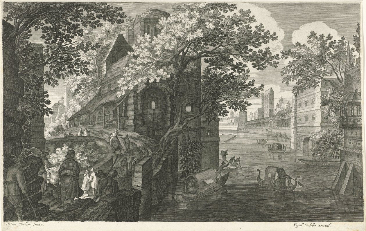 Gondoles sur un canal - Egidius  Sadeler (II)