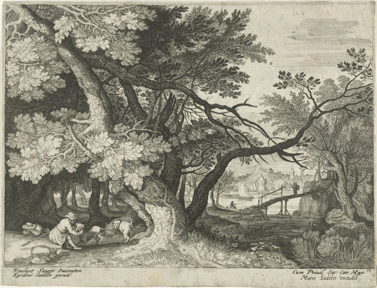 Paysage avec deux chasseurs - Egidius  Sadeler (II)
