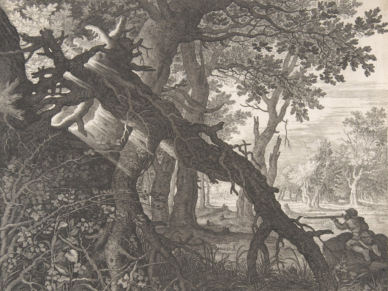 Une forêt avec une chasse au lapin - Aegidius Sadeler II