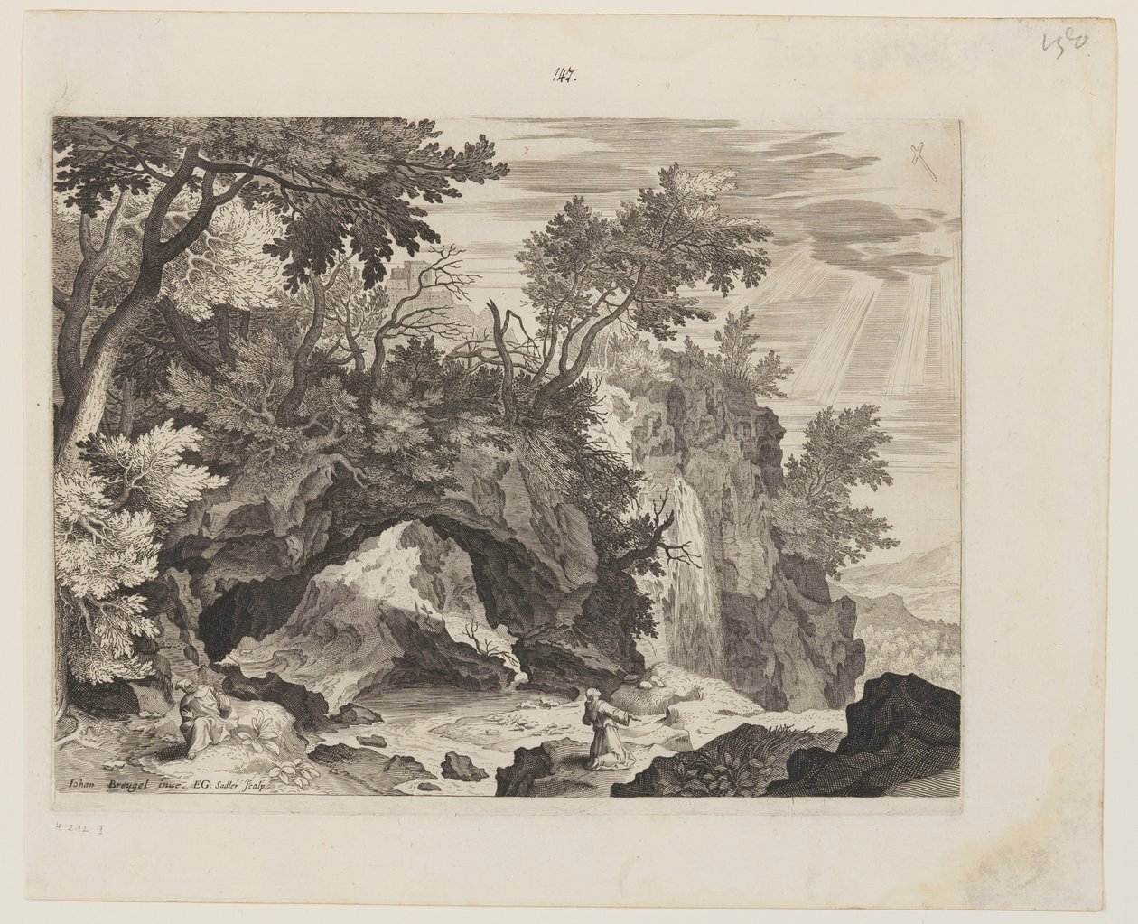 Paysage rocheux avec La stigmatisation de Saint François - Aegidius Sadeler II