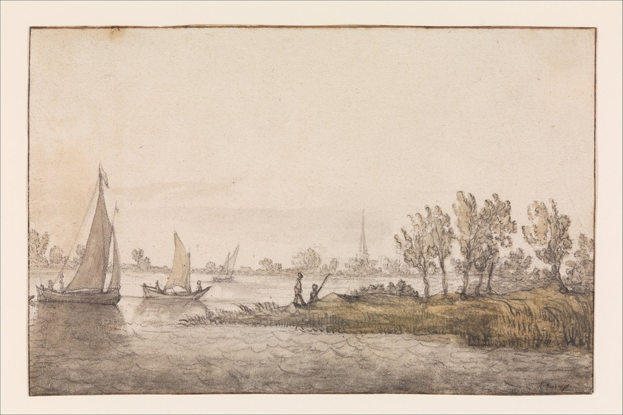Paysage fluvial avec des voiliers - Aelbert Cuyp