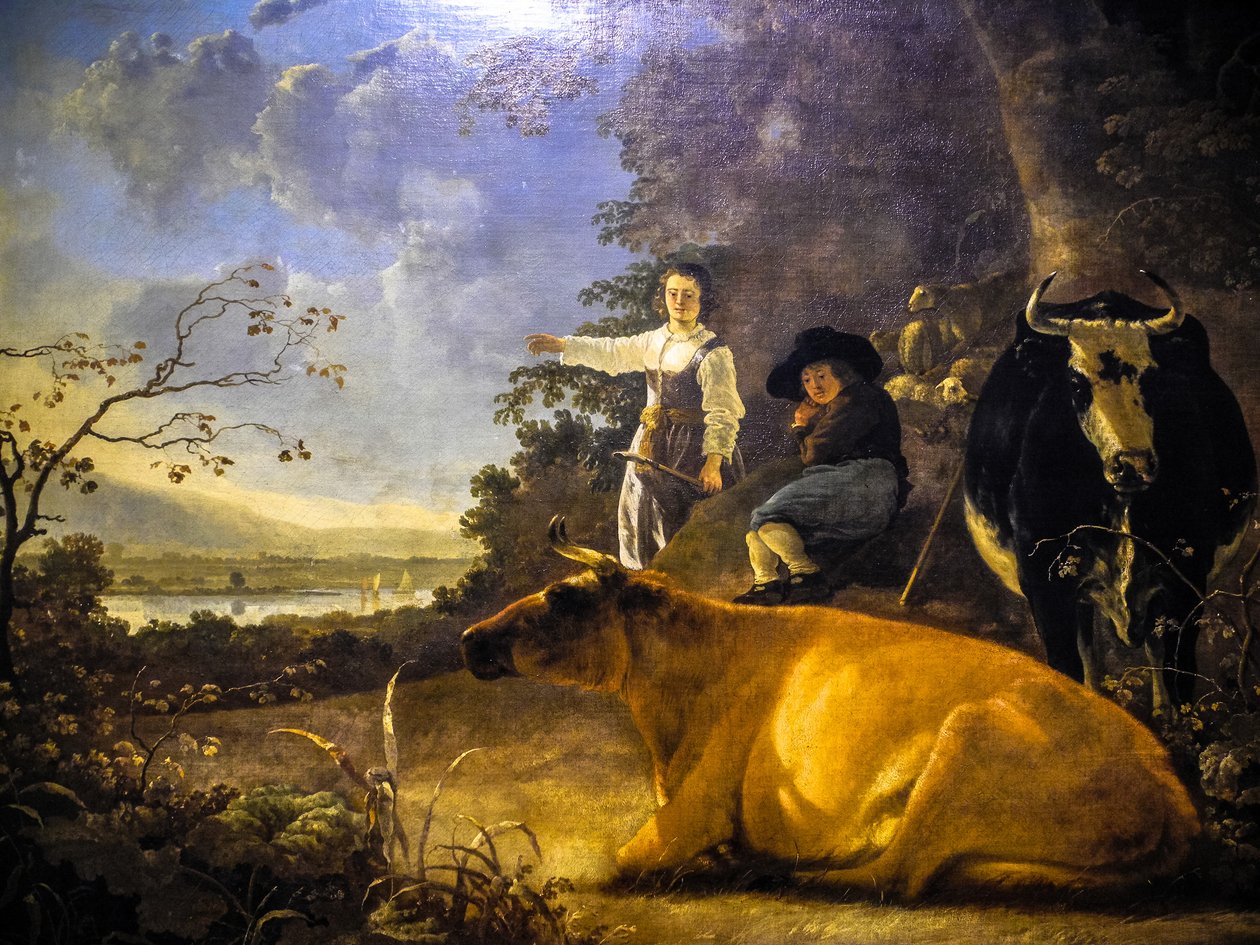 Deux vaches avec un berger et une bergère - Aelbert Cuyp
