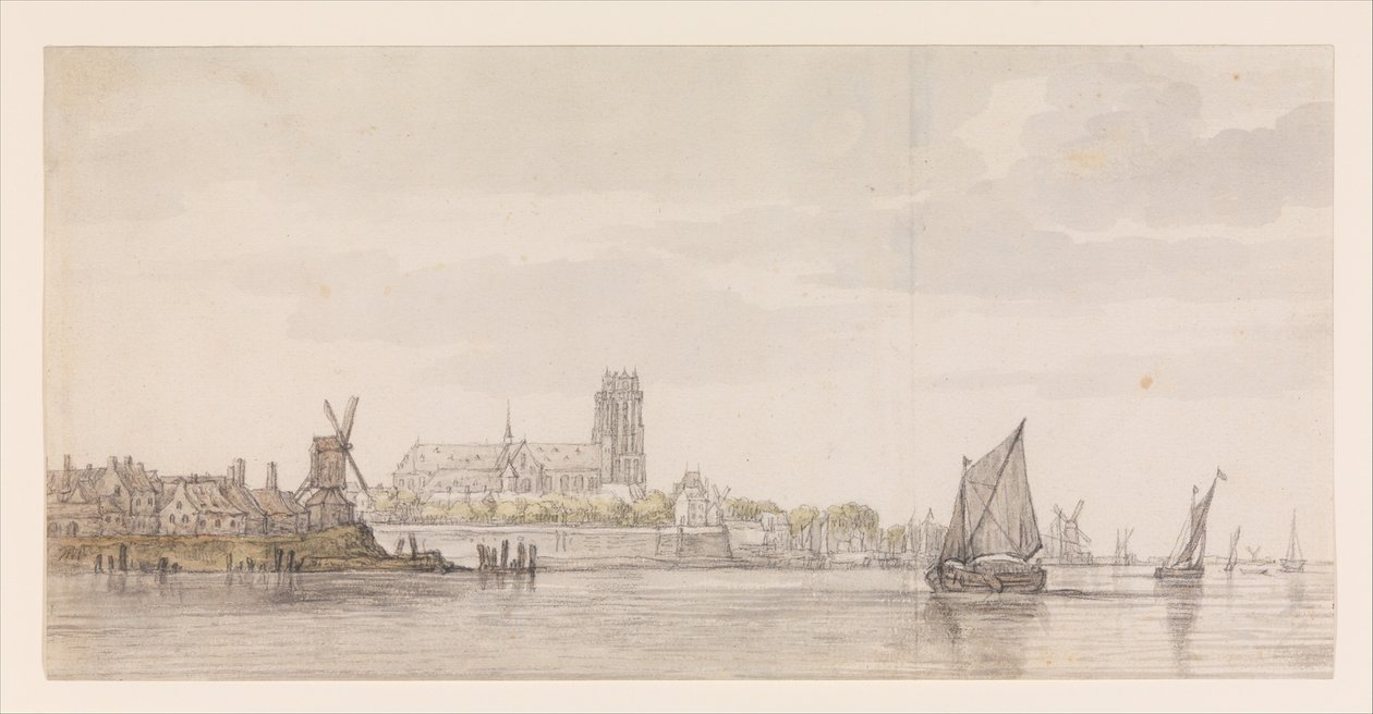 Vue de la Groote Kerk à Dordrecht depuis la Meuse - Aelbert Cuyp