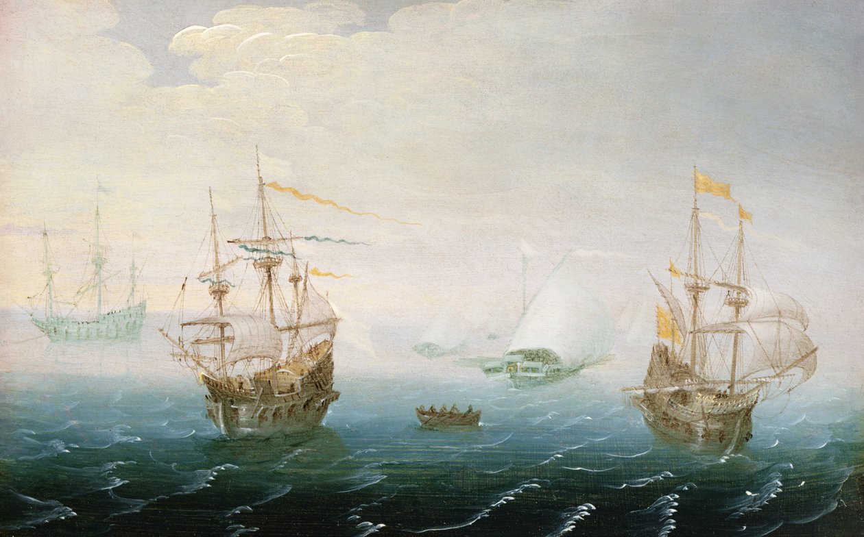 Navires sur des mers orageuses - Aert van Antum