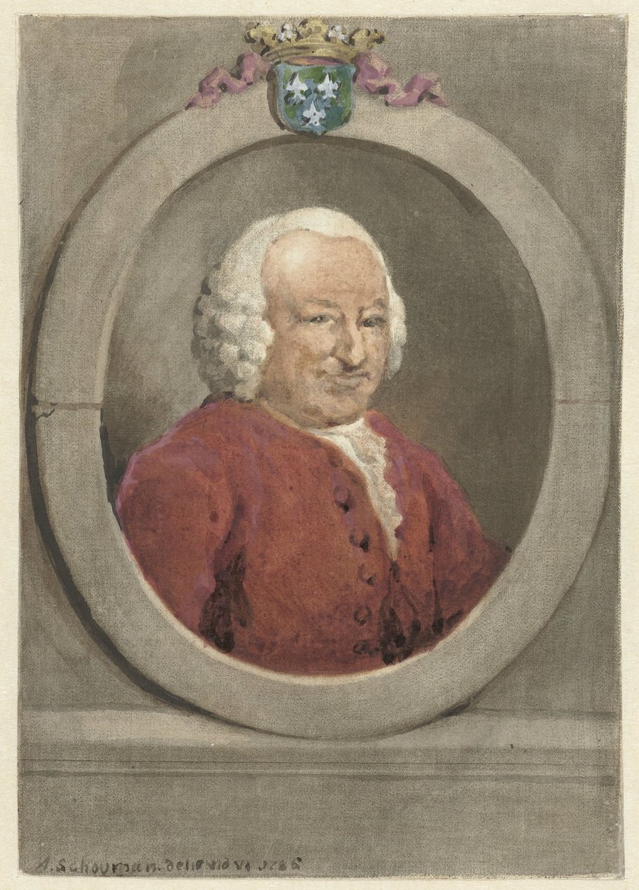 Portrait de Johan Hudde Dedel, en ovale, vers la droite - Aert Schouman