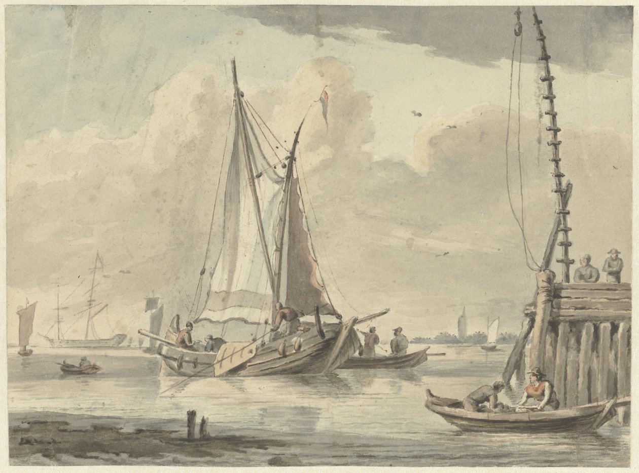 Voiliers sur la rivière près de Dordrecht - Aert Schouman