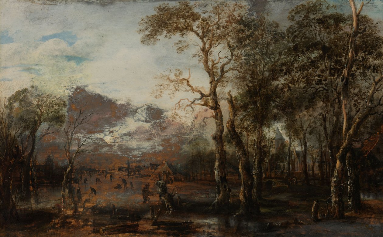 Paysage boisé avec un chasseur - Aert van der Neer