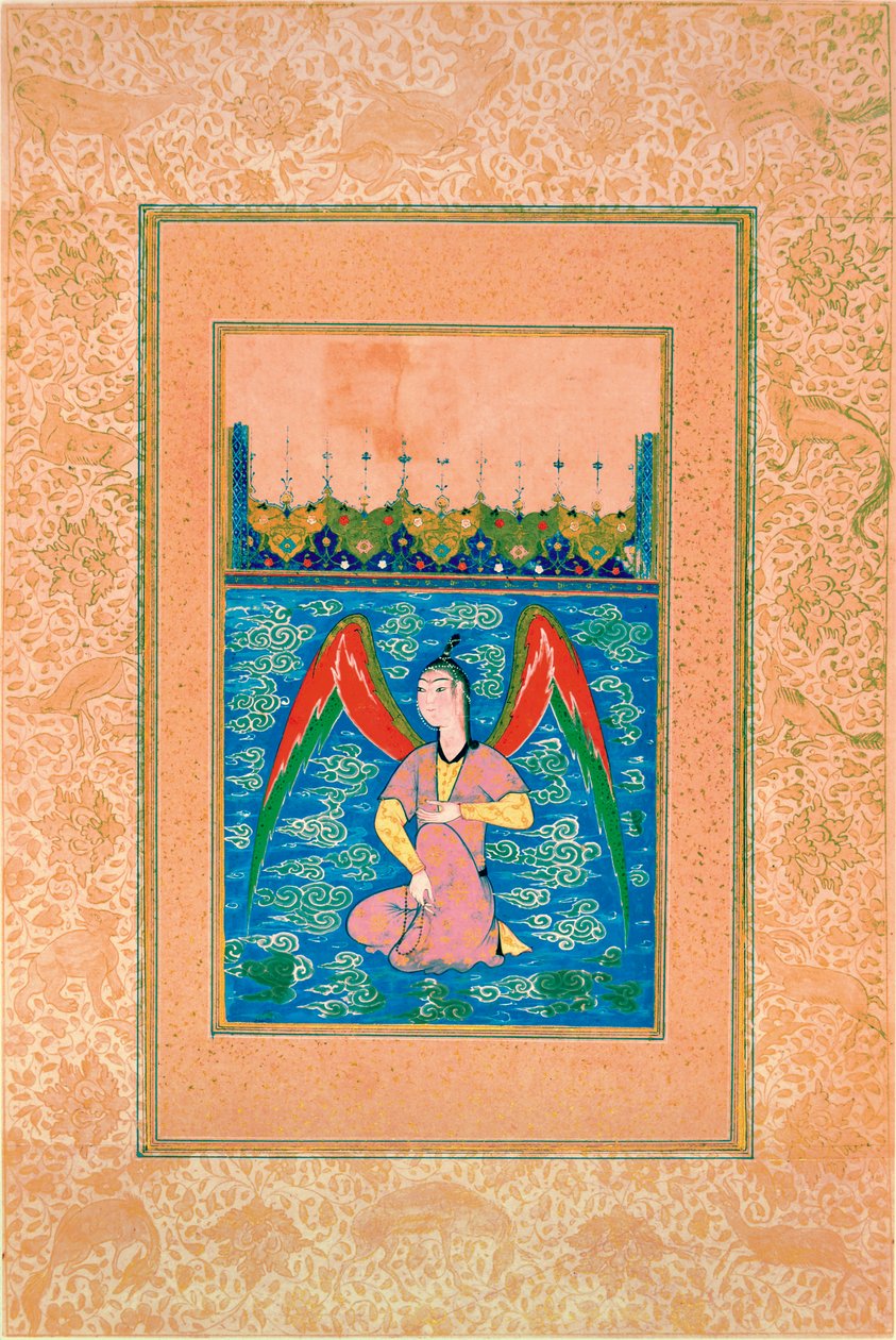 Un péri en vol avec un chapelet, c.1500 - Afghan School