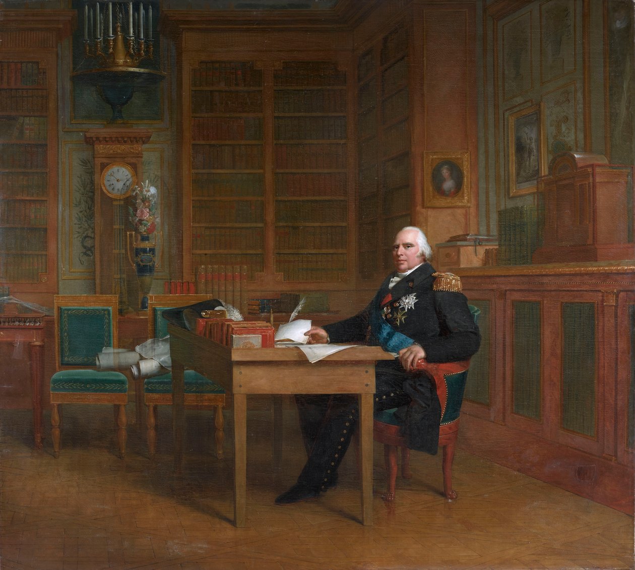 Le roi Louis XVIII méditant sur la Charte, assis à sa table de travail au palais des Tuileries - After François Gérard