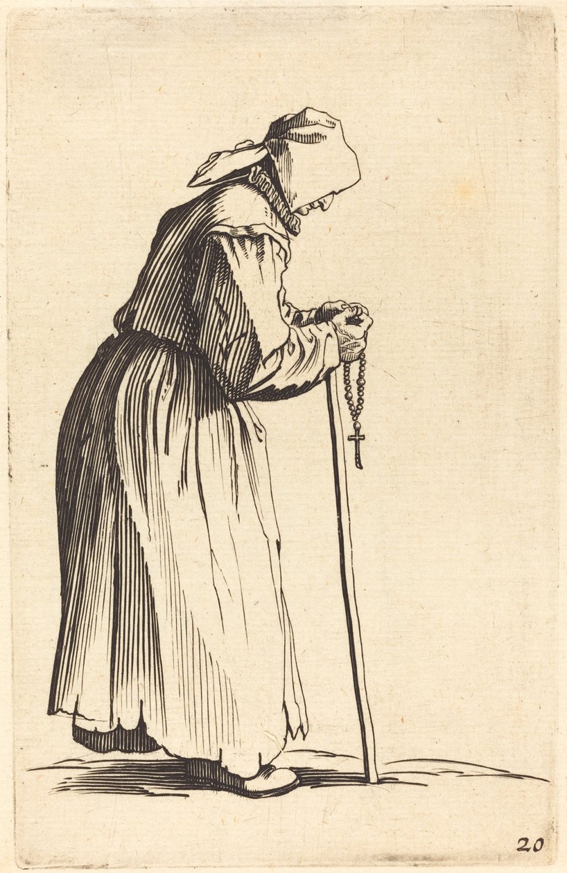Mendiante avec chapelet - After Jacques Callot