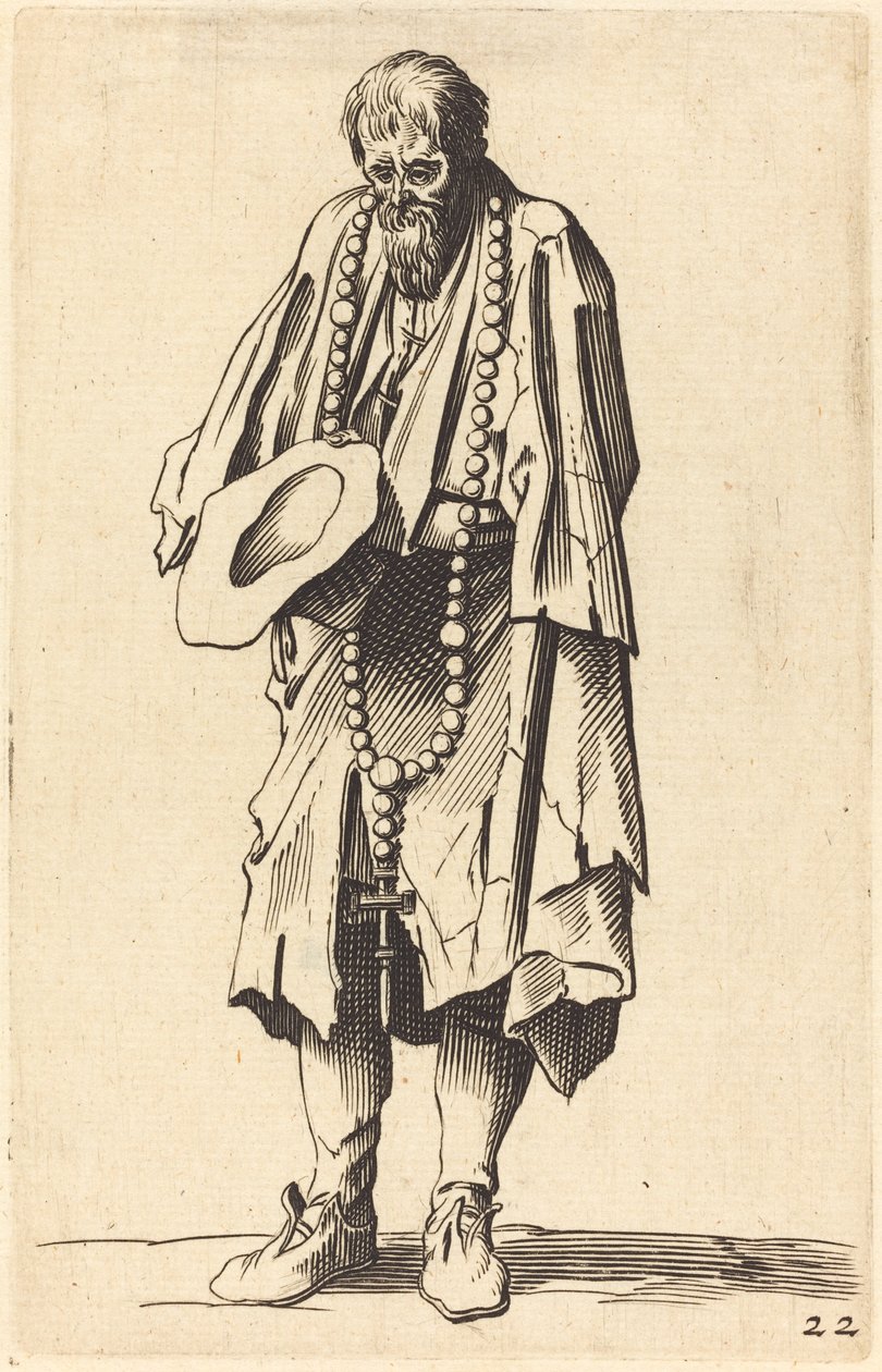Mendiant avec chapelet - After Jacques Callot