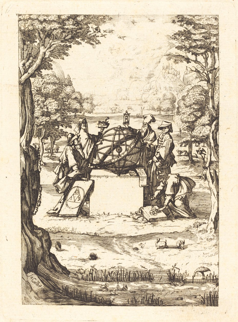 Frontispice pour la Sacrée Cosmologia (Titre avec astrologues) - After Jacques Callot