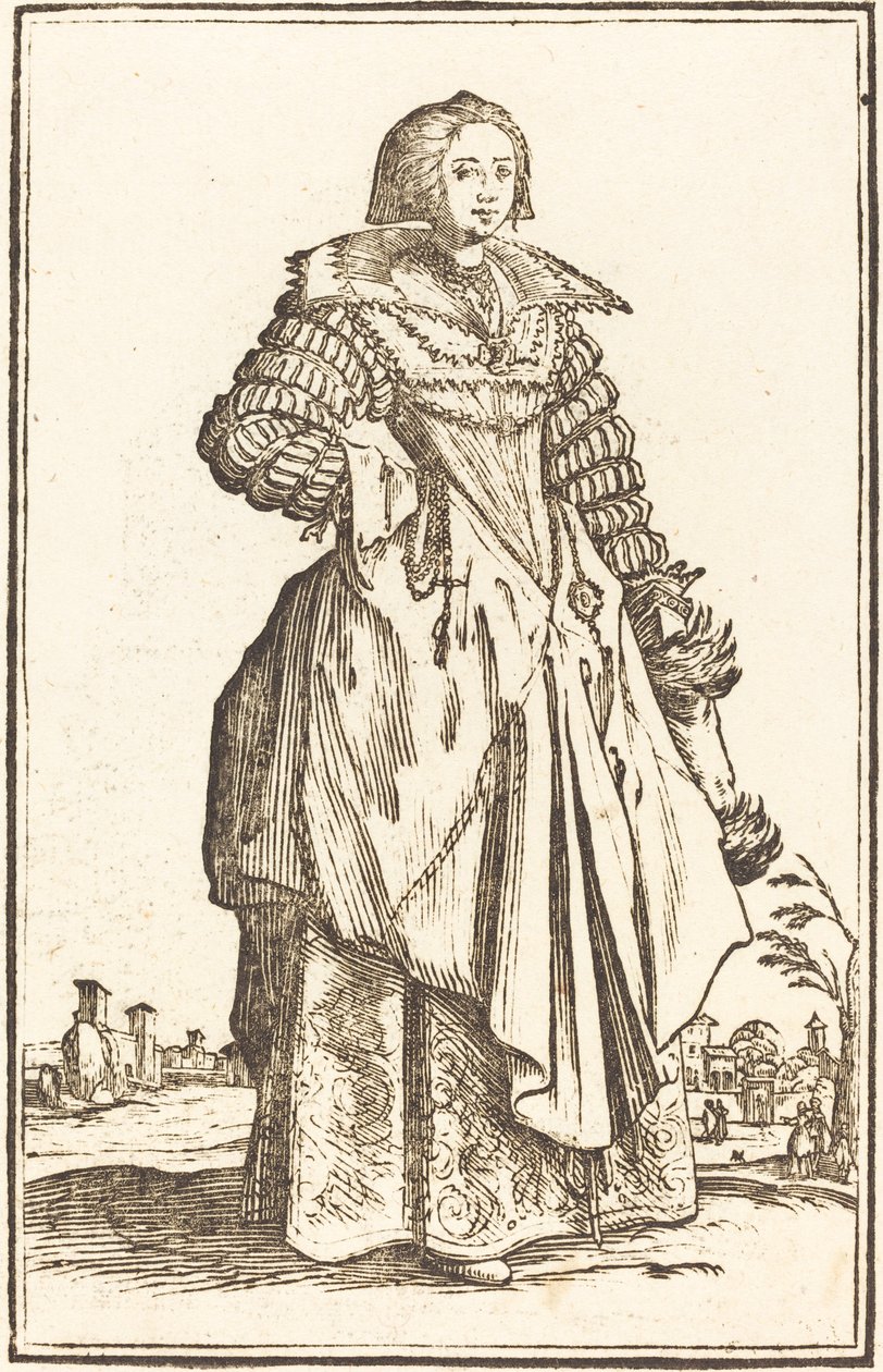 Noble femme avec grand col - After Jacques Callot