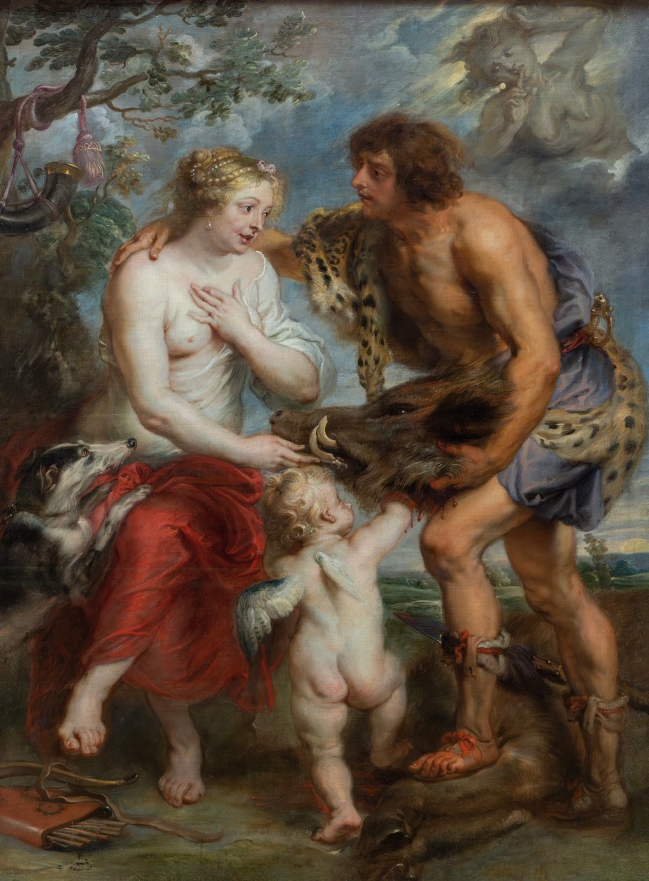 German : Meleager und Atalante Meleager présente la tête du sanglier calydonien à Atalante - after Peter Paul Rubens