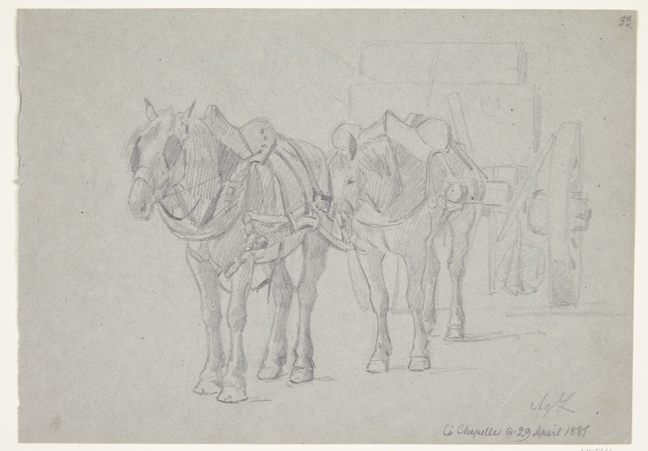 Chariot attelé de deux chevaux - Agnes Lunn