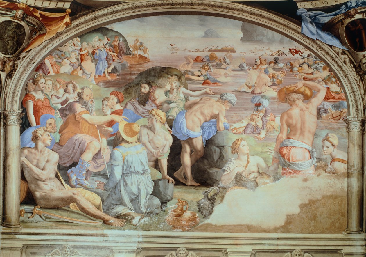 Traversée de la mer Rouge, fresque par Agnolo Bronzino (1503-1572). Chapelle d