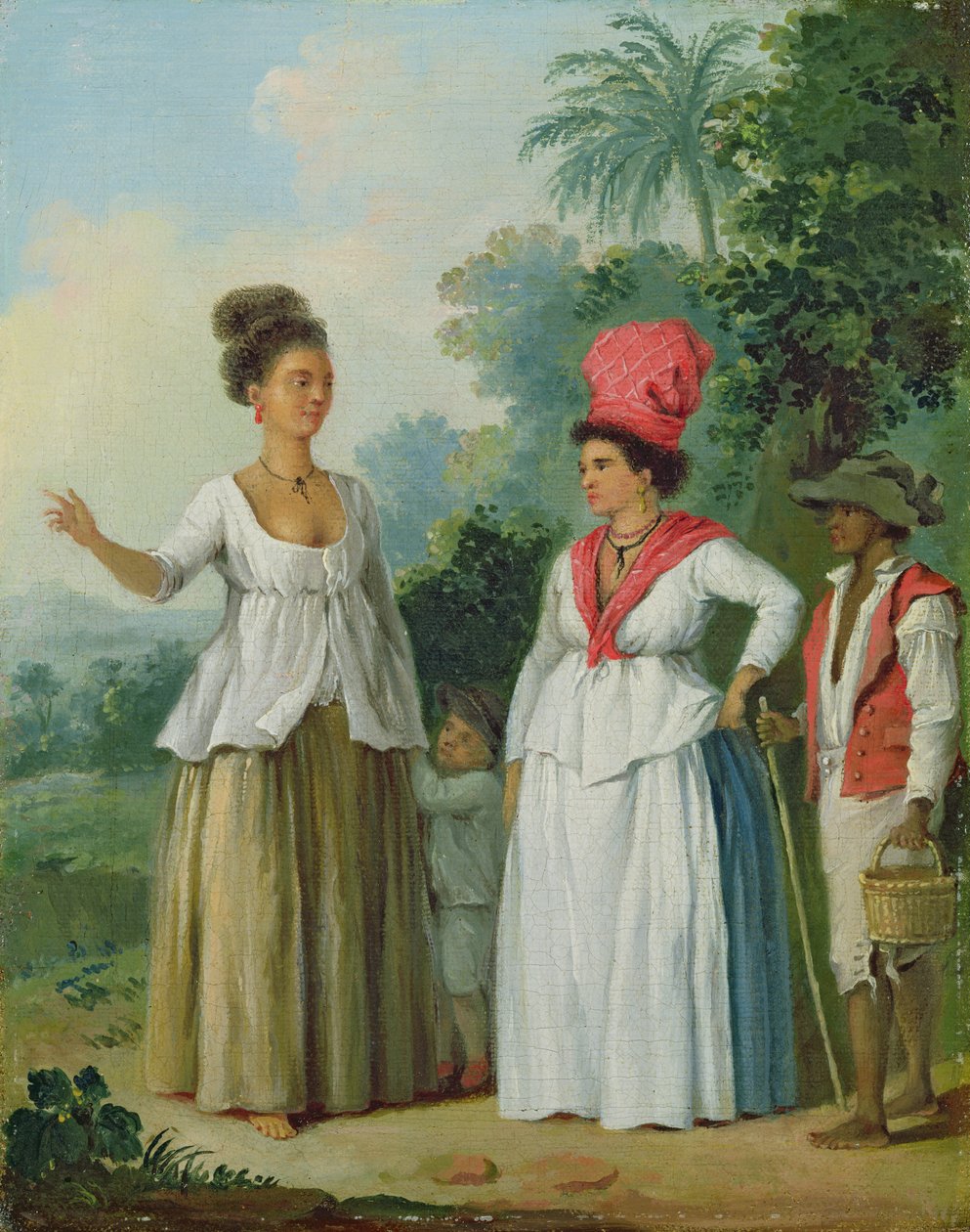 Femmes de couleur des Antilles, avec un enfant et un serviteur noir, vers 1780 - Agostino Brunias