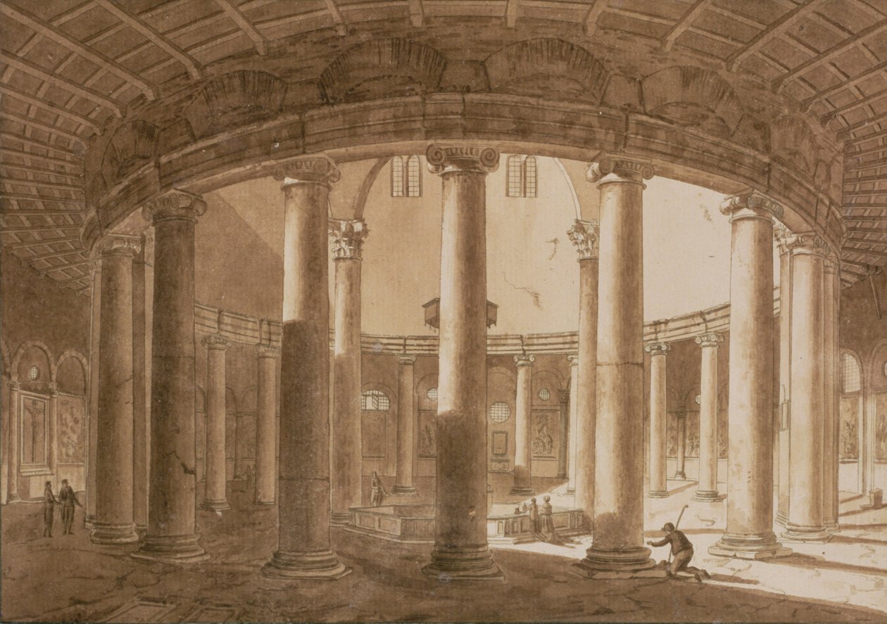 Intérieur du temple de Claude à Rome, vers 1800 - Agostino Tofanelli