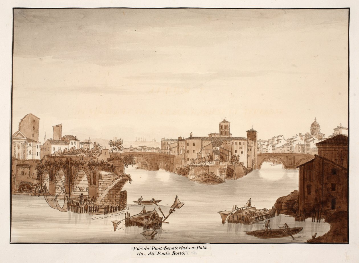 Vue du pont Palatin ou Senatorius, appelé le Ponte Rotto, 1833 - Agostino Tofanelli