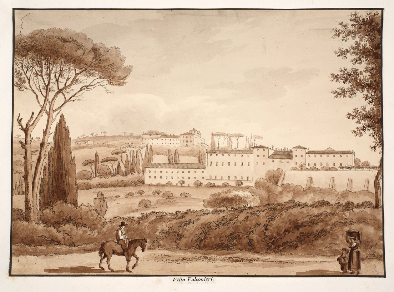 Villa Falconieri, 1833 (eau-forte avec lavis brun) - Agostino Tofanelli