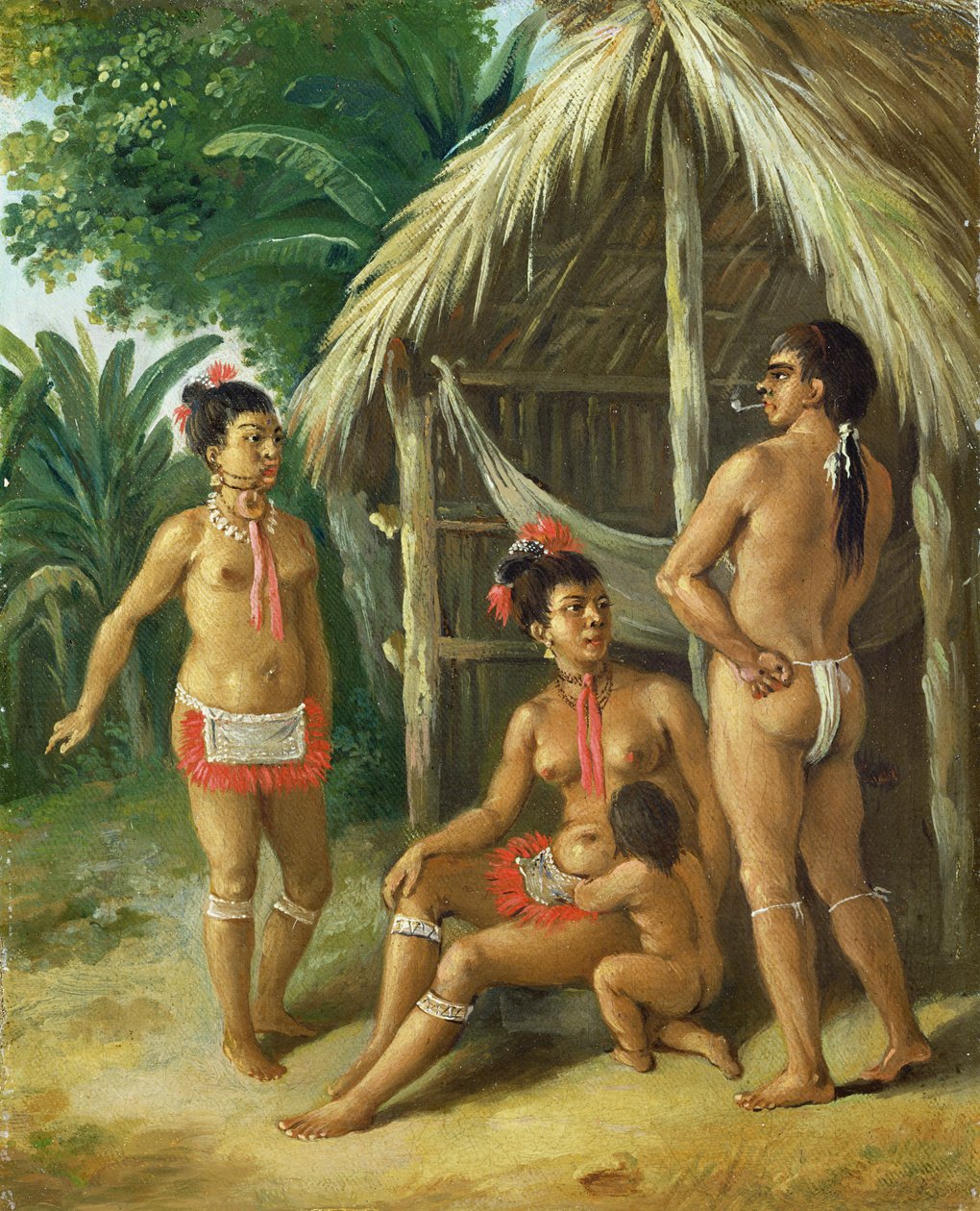 Une famille caribéenne des îles sous le vent devant une hutte, c.1780 - Agostino Brunias