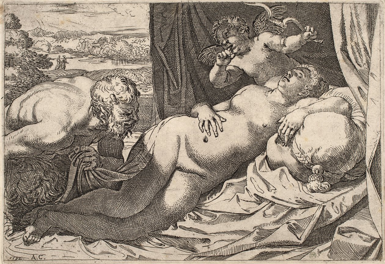 Satyre et Nymphe - Agostino Carracci