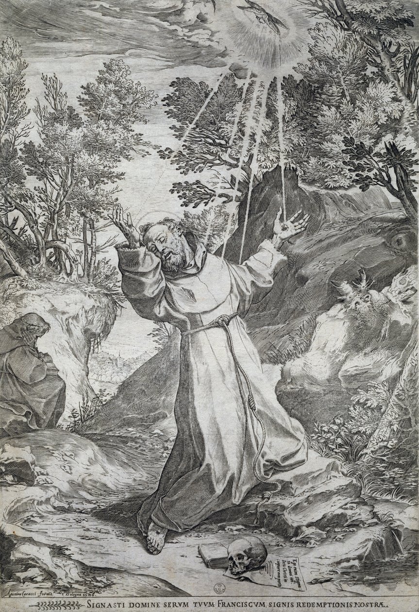 La stigmatisation de Saint François sur le mont La Verna (1224) - Agostino Carracci