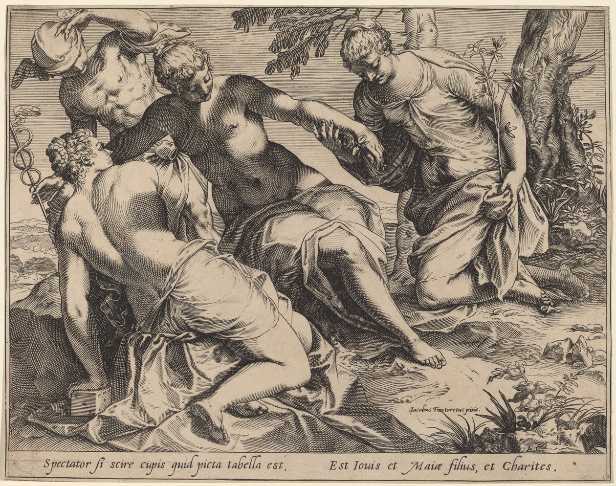 Mercure et les Trois Grâces - Agostino Carracci after Jacopo Tintoretto
